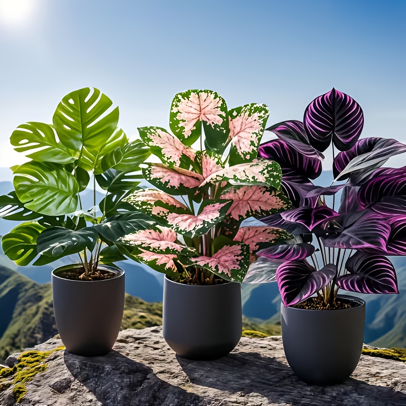 Fiddle Leaf Fig - Conjunto de 3 Plantas Artificiais Mistas: